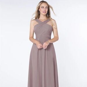 Floor-length A-line chiffon Azazie Kaleigh dress size 6 dusk
